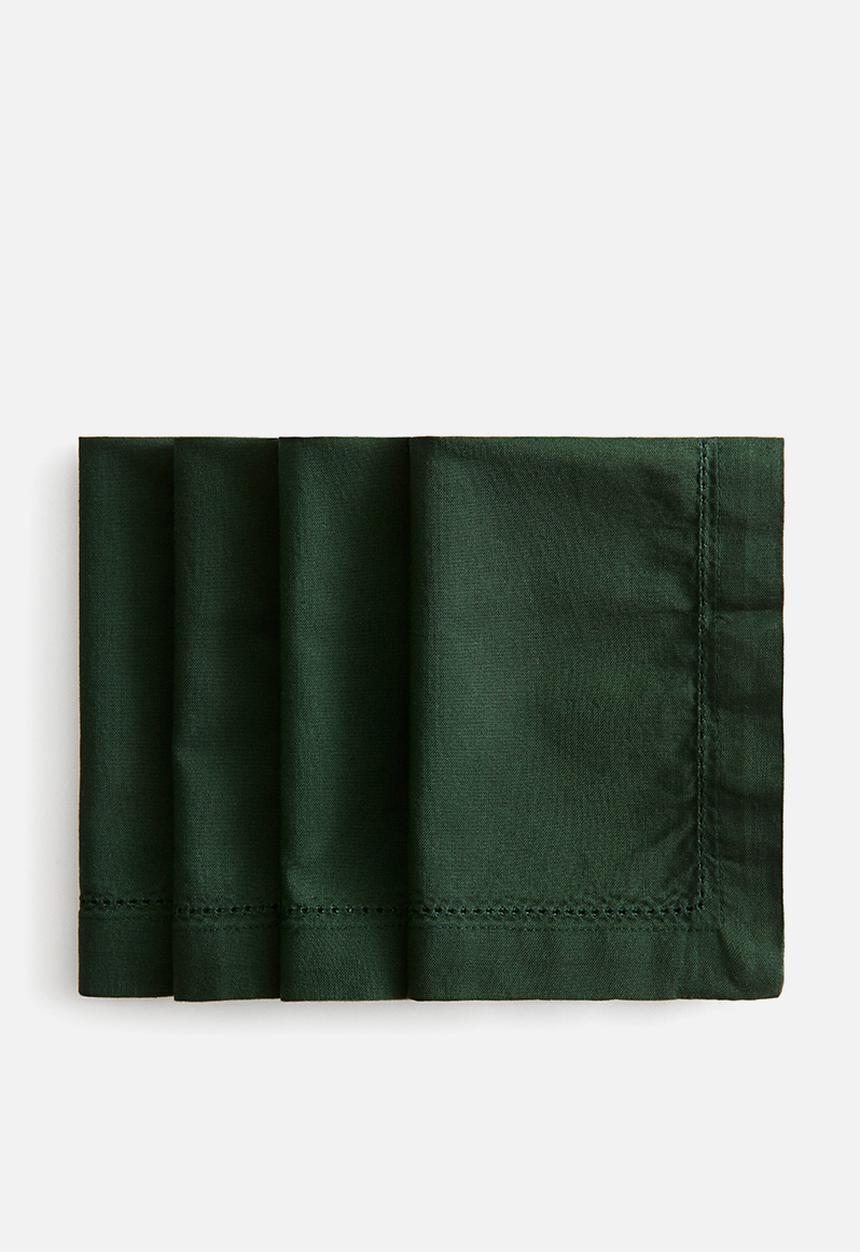H&M - 4-pack cotton napkins - dark green