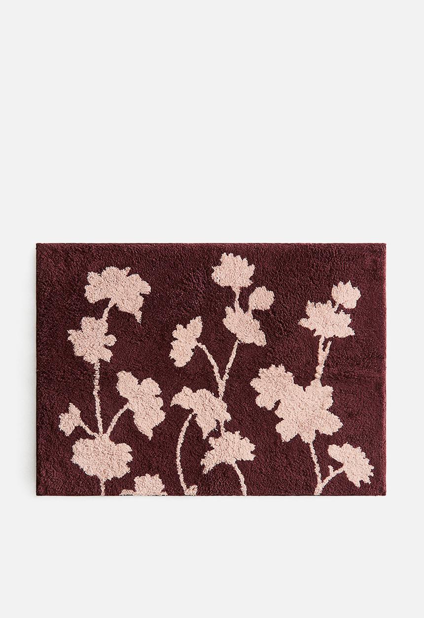 H&M - Tufted cotton bath mat - burgundy/light pink