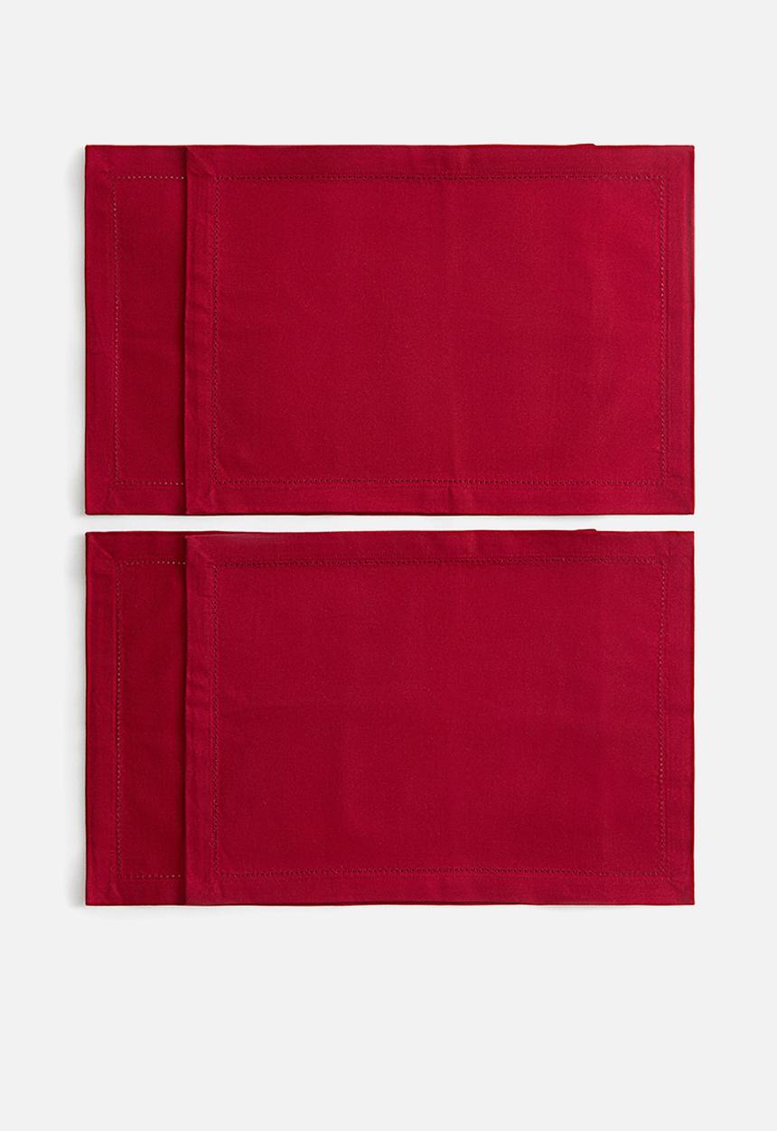 H&M - 4-pack cotton place mats - dark red