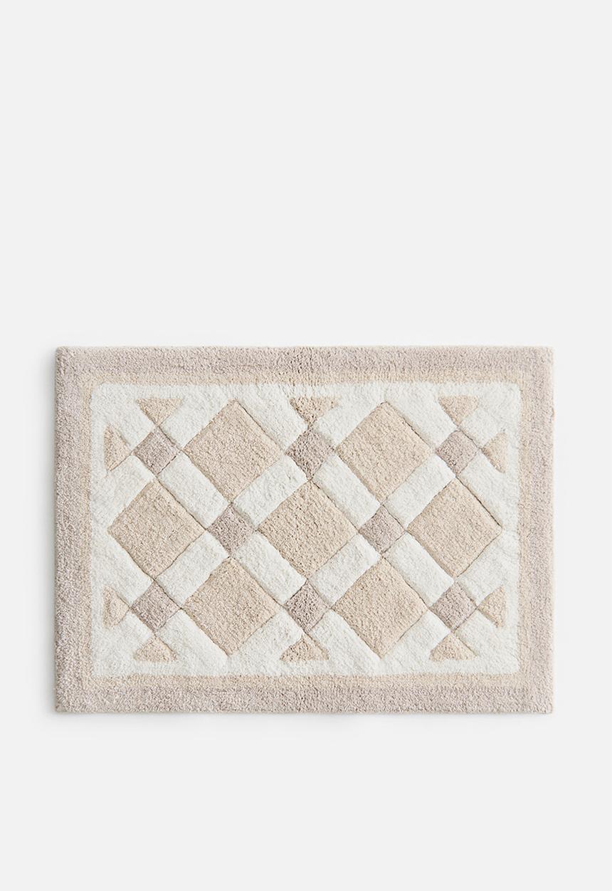 H&M - Tufted cotton bath mat - beige/white