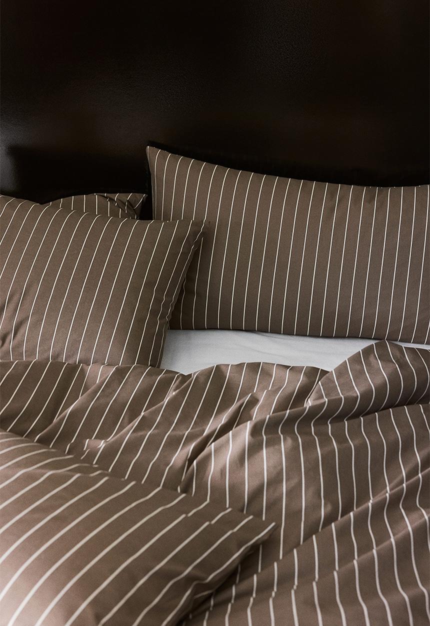 H&M - Striped double/king duvet cover set - mole/striped