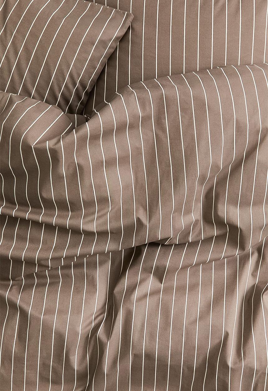 H&M - Striped double/king duvet cover set - mole/striped