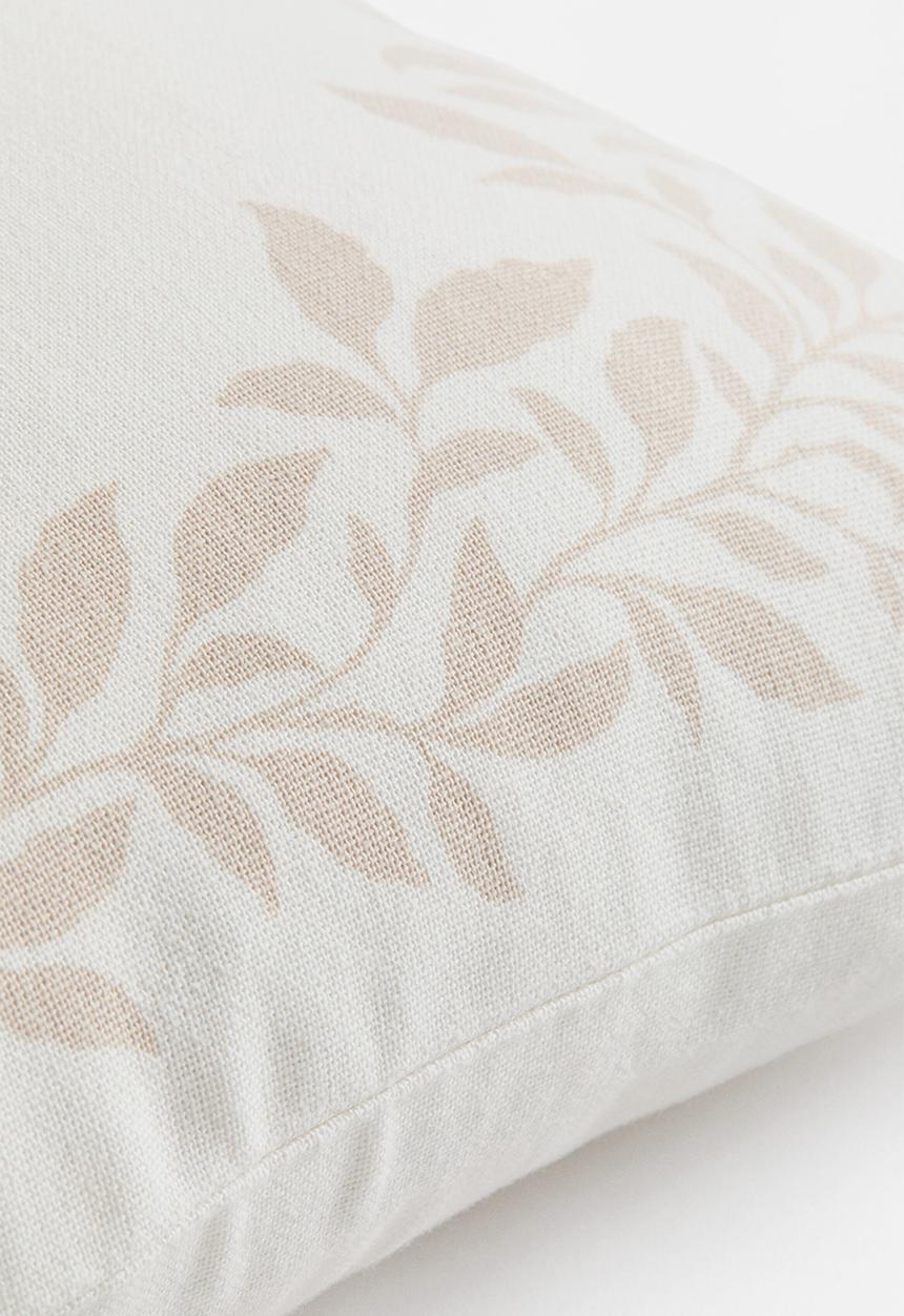 H&M - Printed linen-blend cushion cover - white/happy holidays