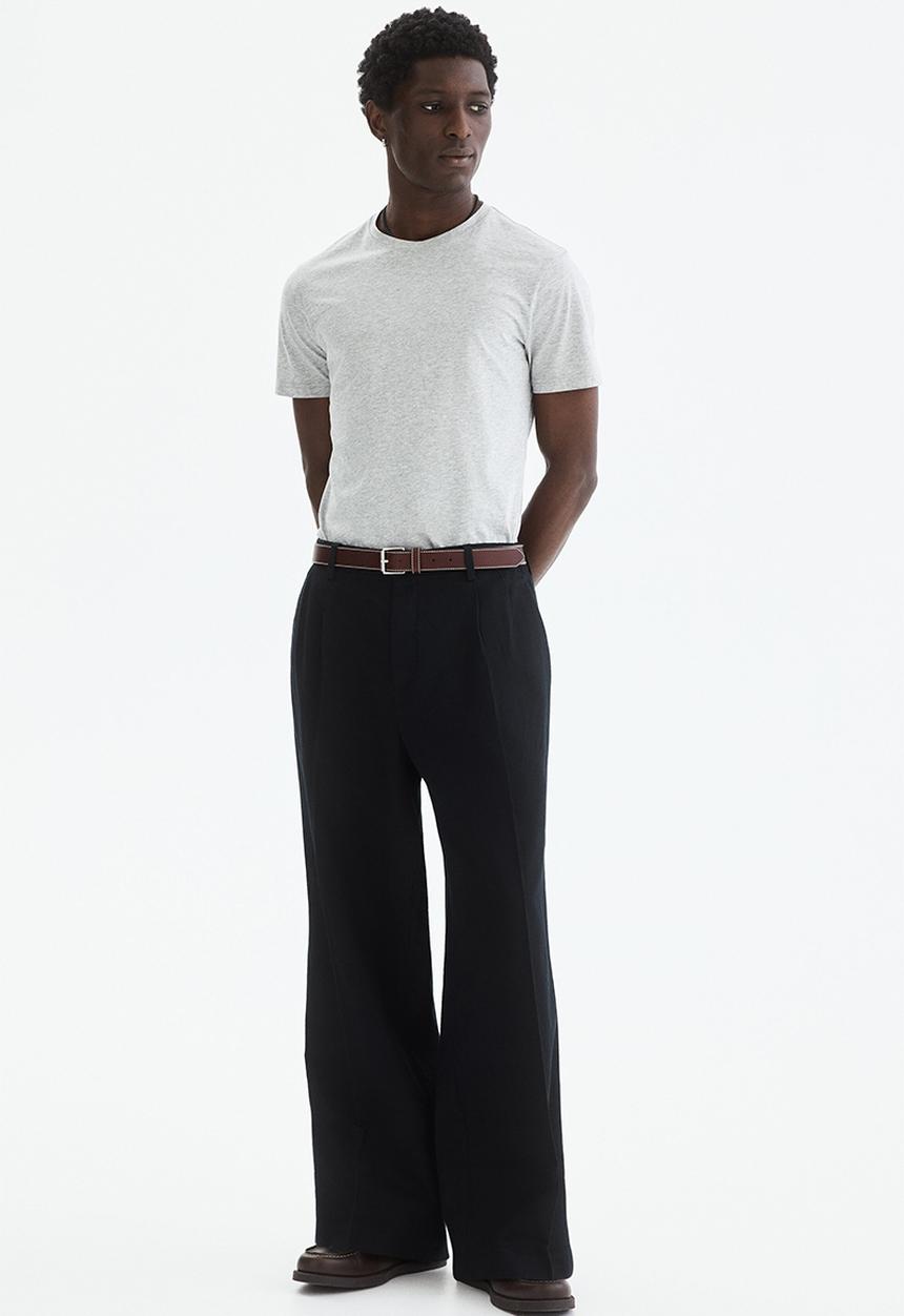 H&M - Slim fit pima cotton T-shirt - light grey marl