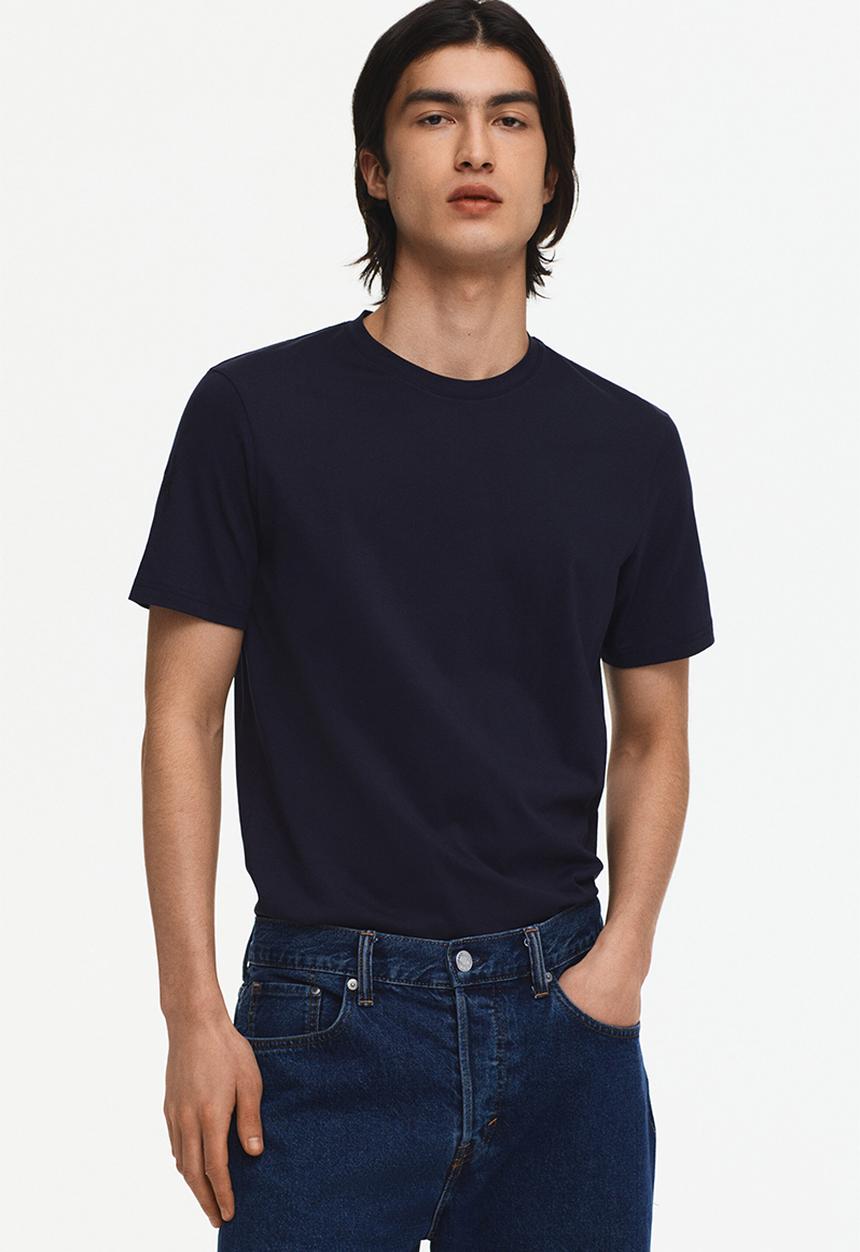 H&M - Slim fit pima cotton T-shirt - navy blue