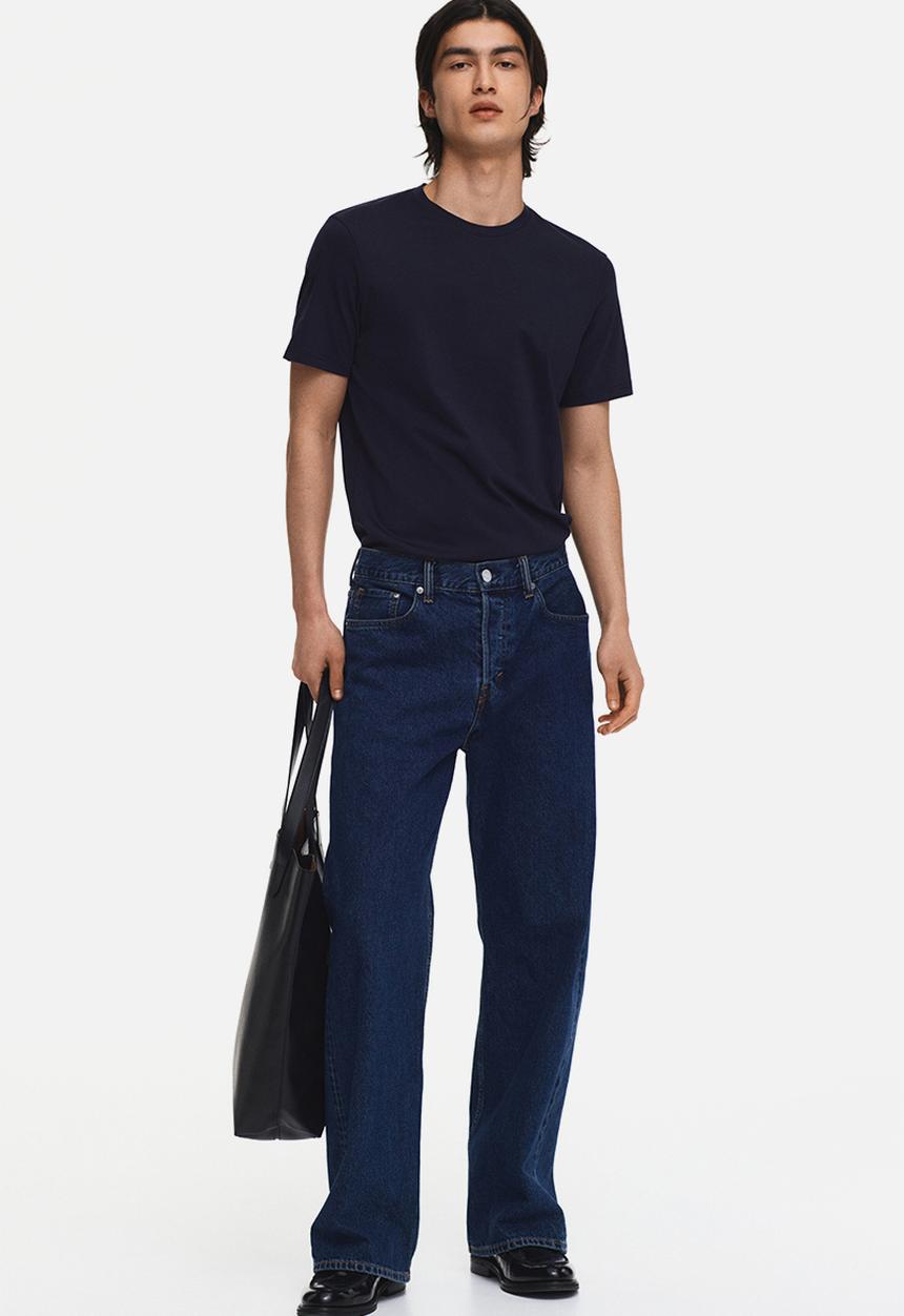 H&M - Slim fit pima cotton T-shirt - navy blue