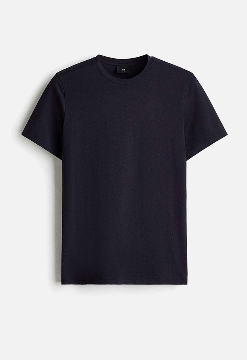 H&M - Slim fit pima cotton T-shirt - navy blue
