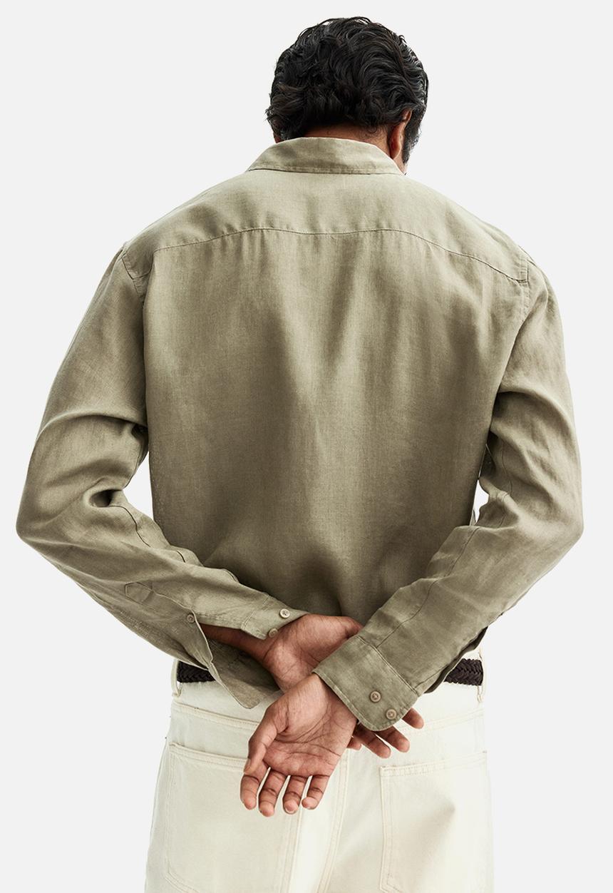 H&M - Slim fit linen shirt - khaki green
