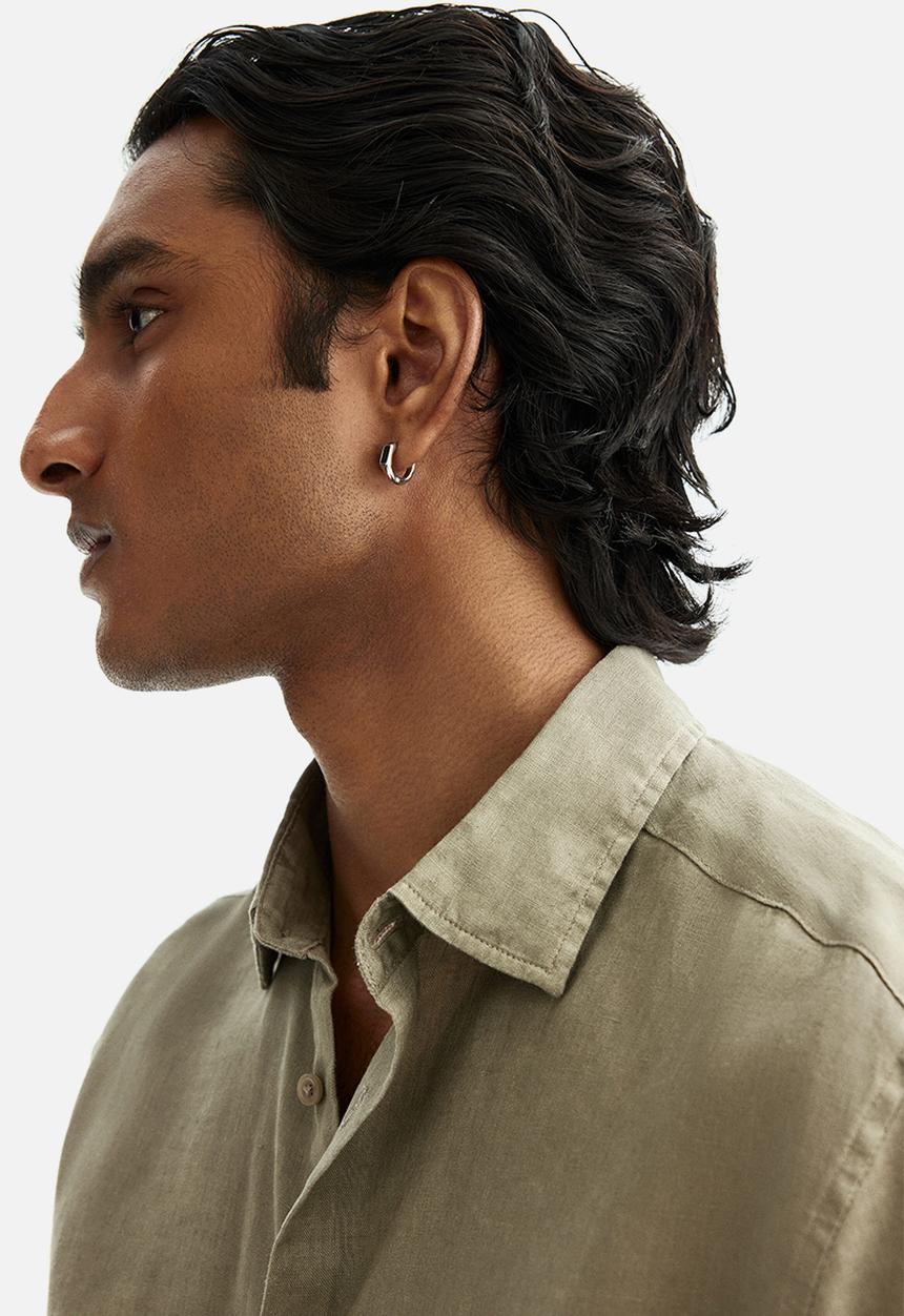 H&M - Slim fit linen shirt - khaki green
