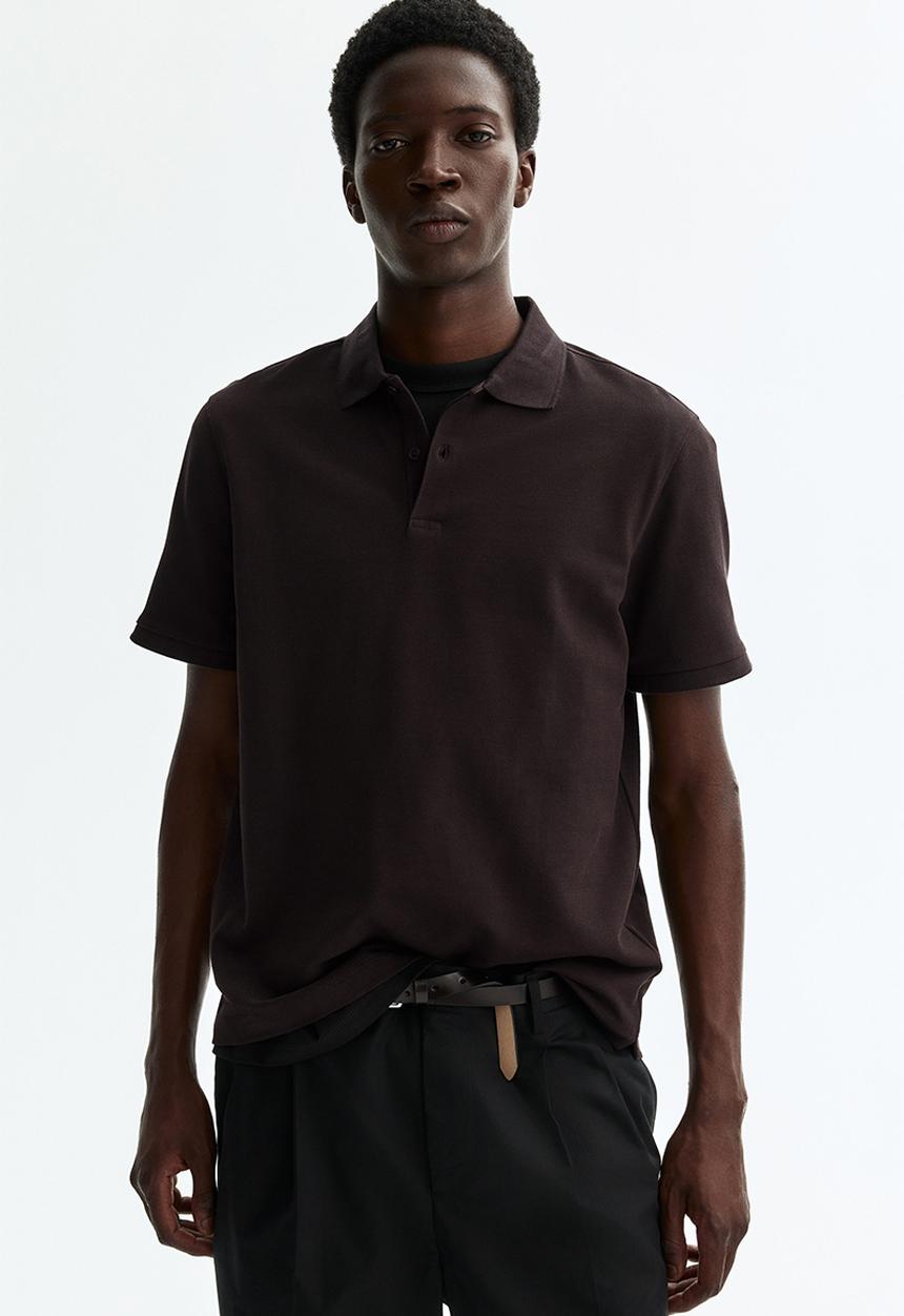 H&M - Regular fit pique polo shirt - dark brown