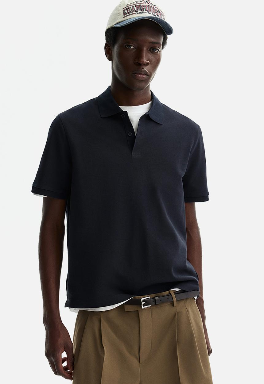 H&M - Regular fit pique polo shirt - navy blue