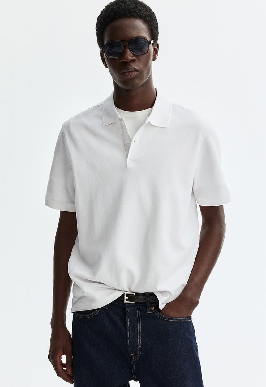 H&M - Regular fit pique polo shirt - white