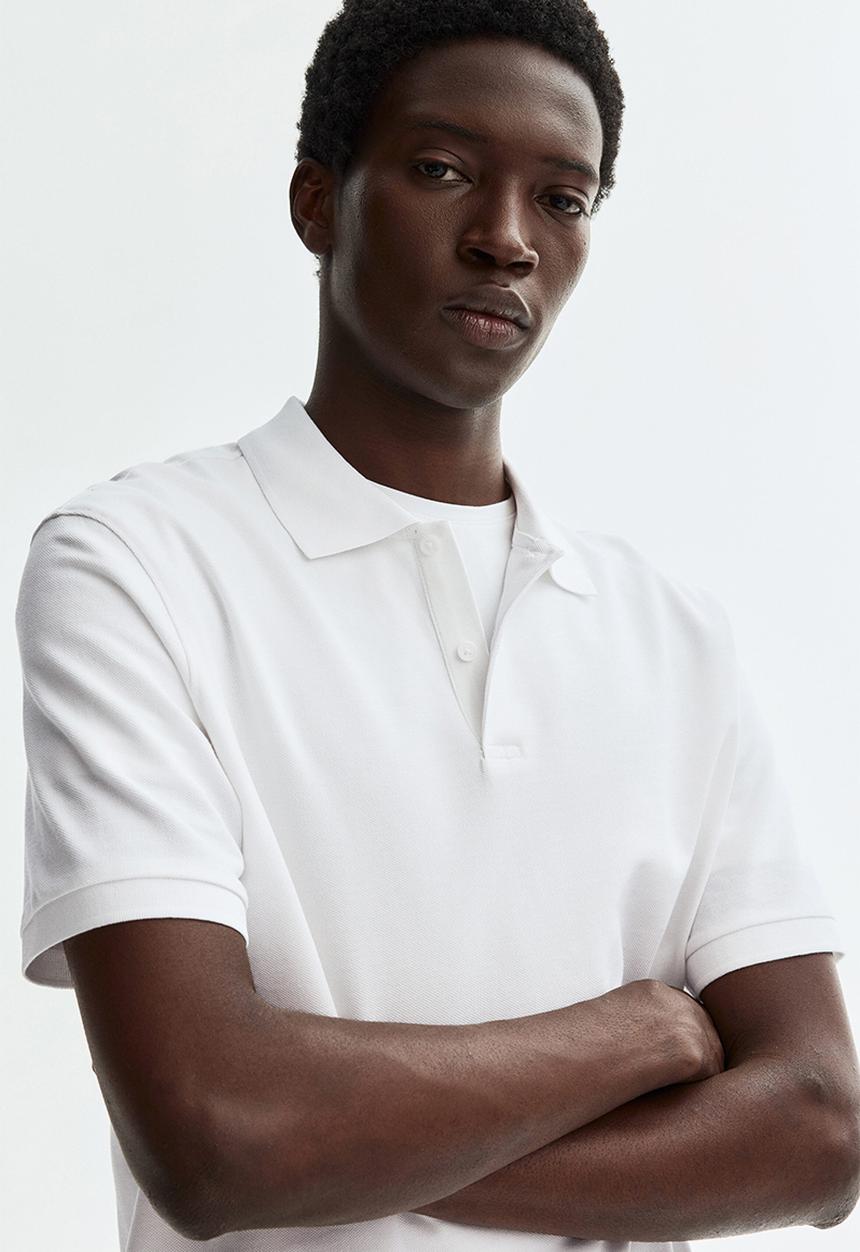 H&M - Regular fit pique polo shirt - white