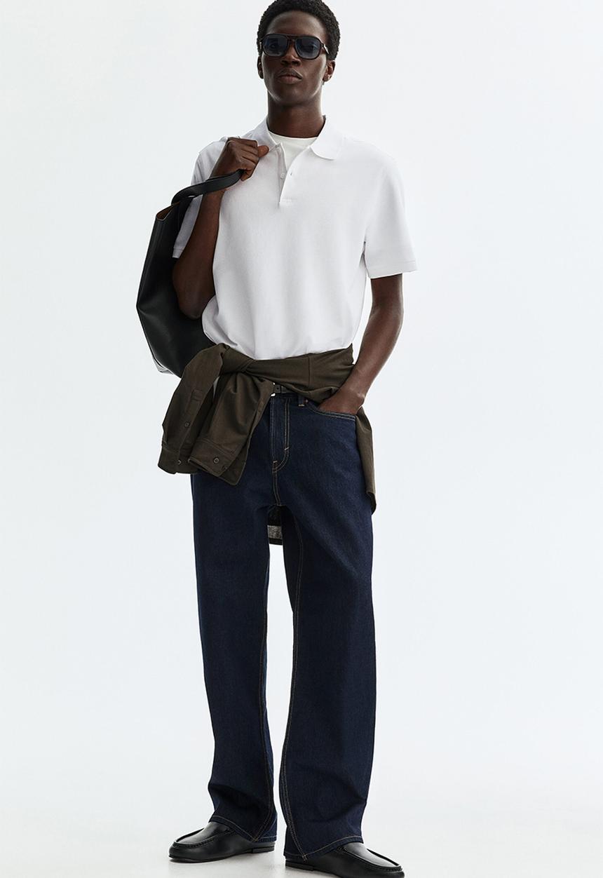 H&M - Regular fit pique polo shirt - white