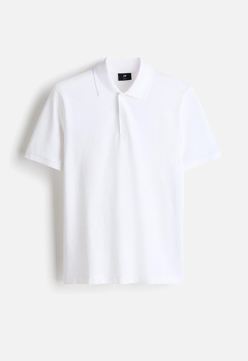H&M - Regular fit pique polo shirt - white