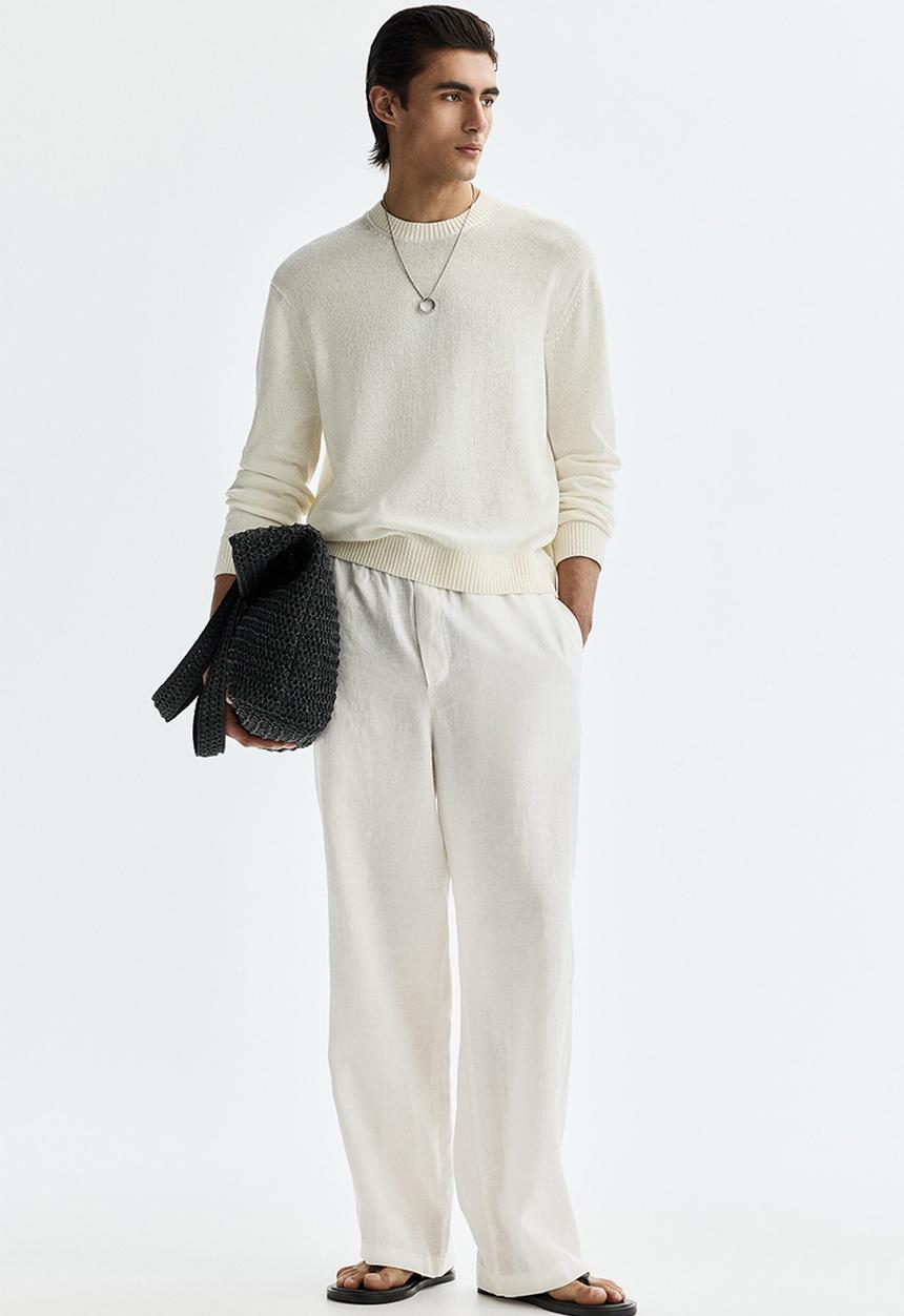 H&M - Loose fit linen trousers - cream