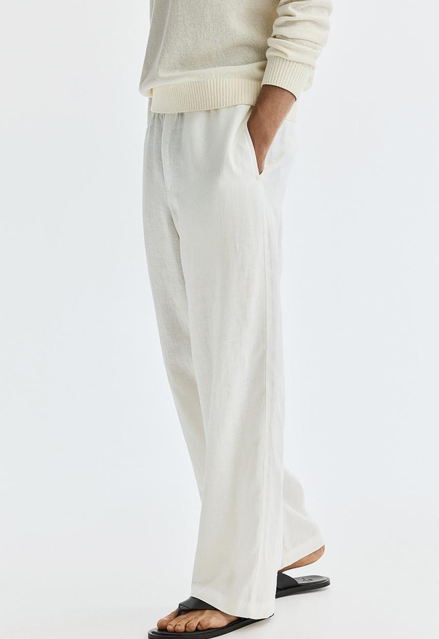 H&M - Loose fit linen trousers - cream