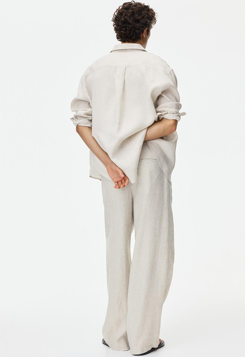 H&M - Loose fit linen trousers - light beige
