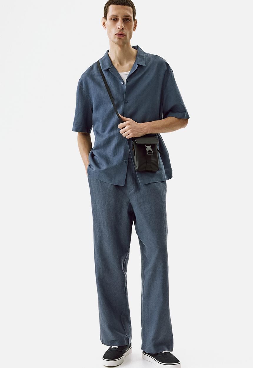 H&M - Loose fit linen trousers - dusty blue
