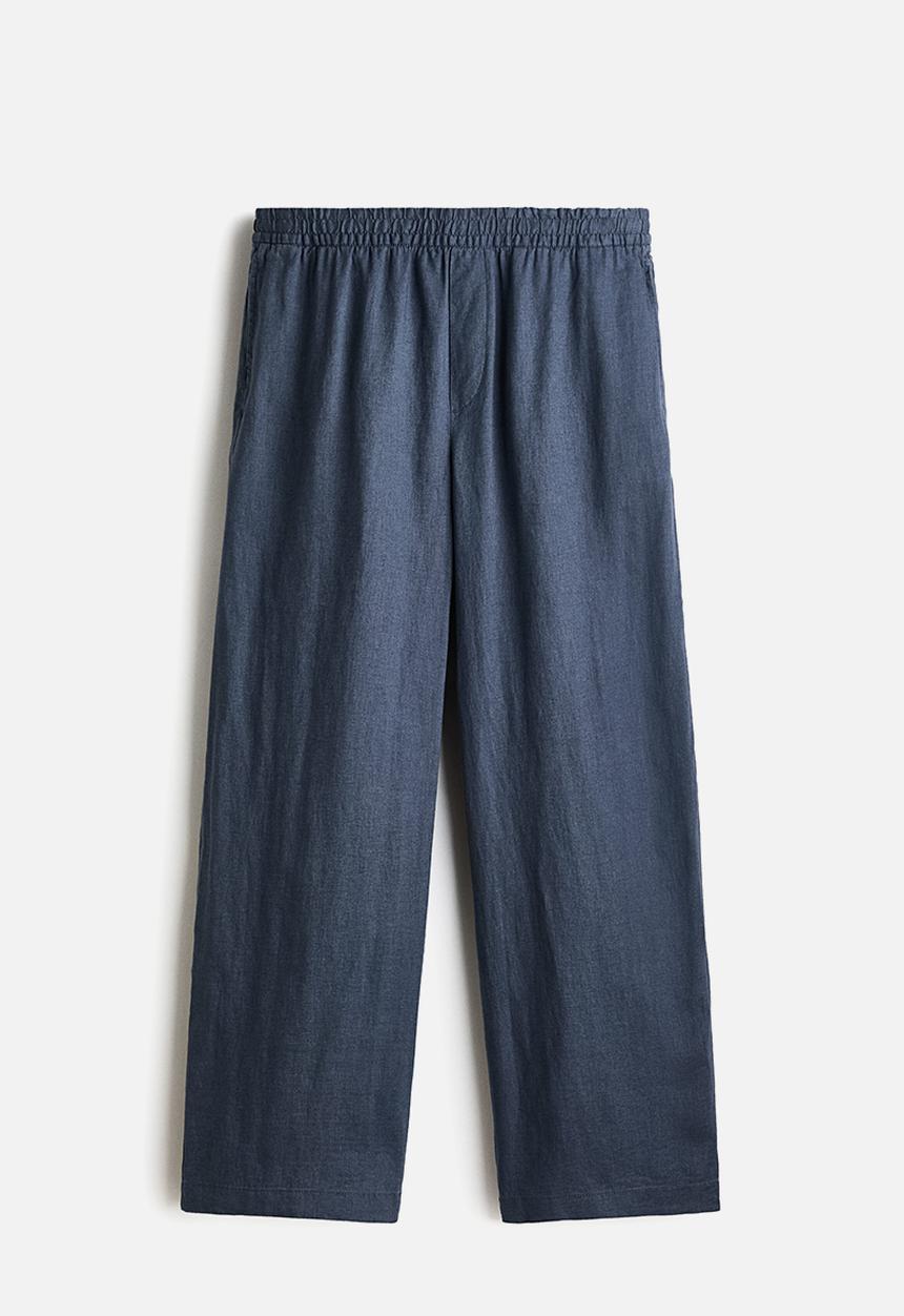 H&M - Loose fit linen trousers - dusty blue