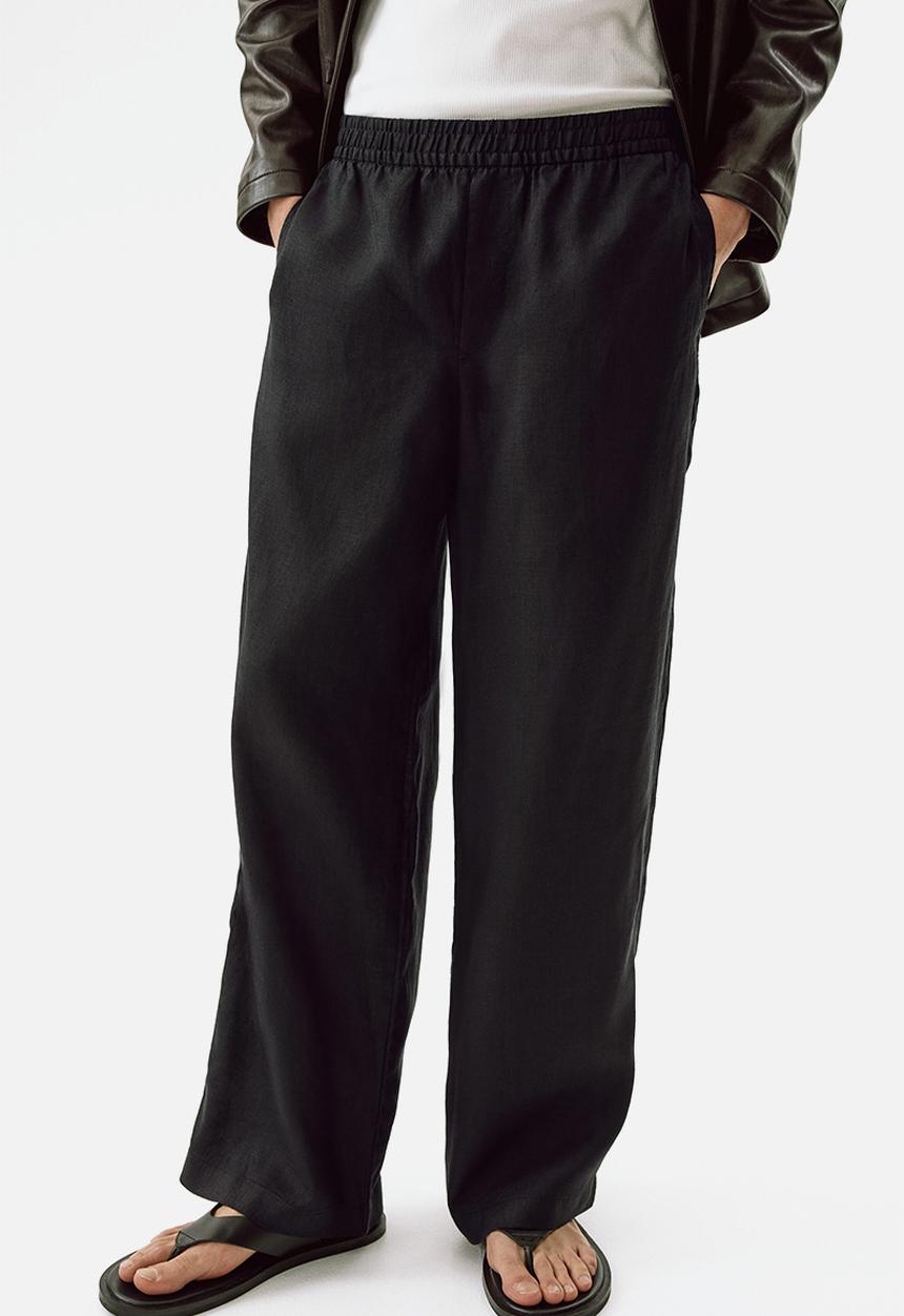H&M - Loose fit linen trousers - black