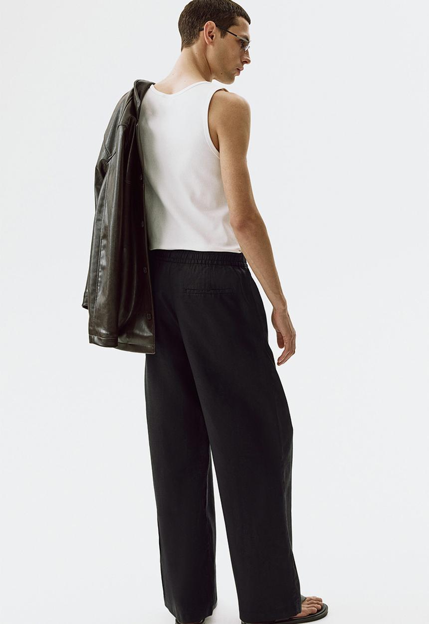 H&M - Loose fit linen trousers - black