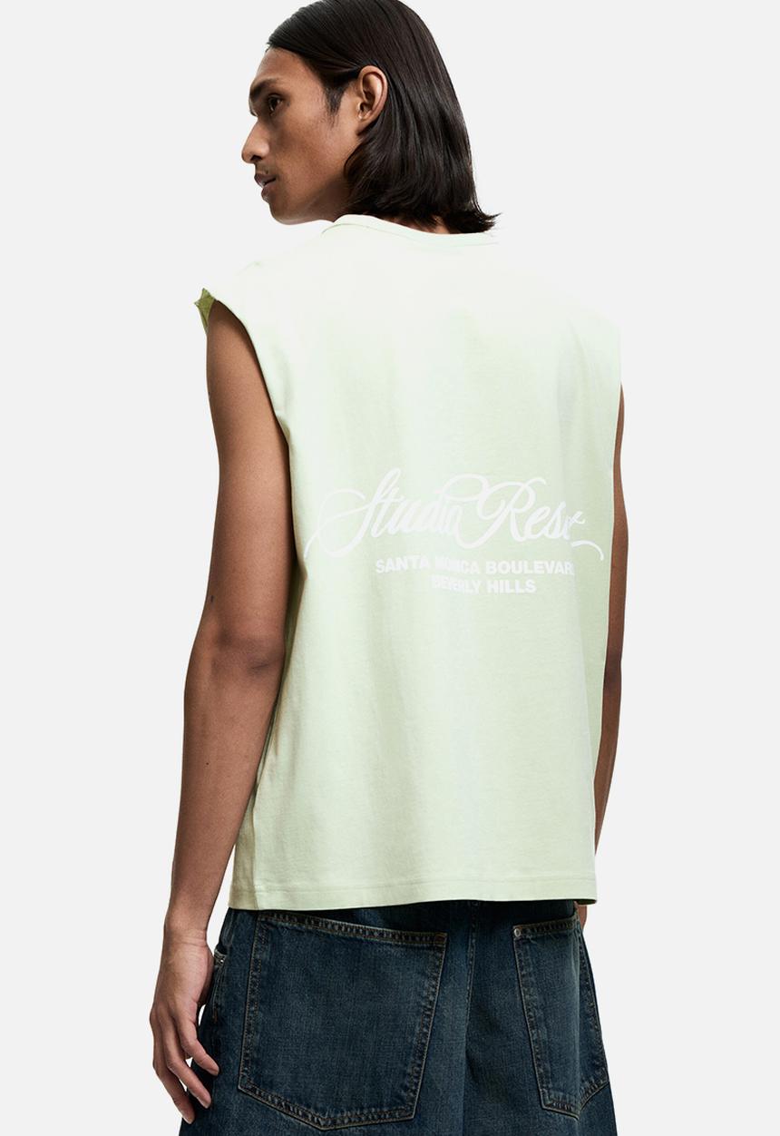 H&M - Loose fit printed vest top - light green/studio resort