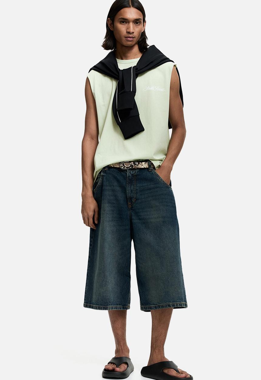 H&M - Loose fit printed vest top - light green/studio resort