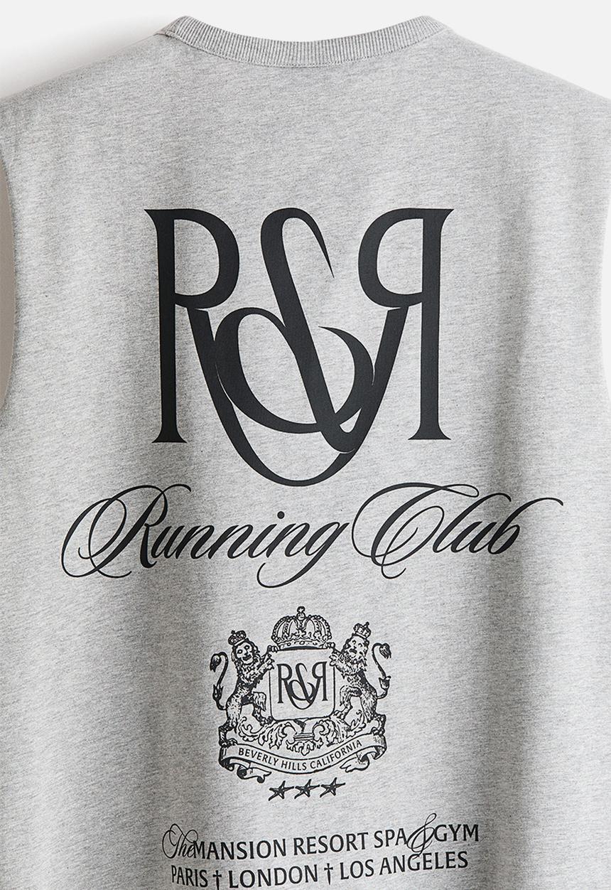 H&M - Loose fit printed vest top - light grey marl/running club