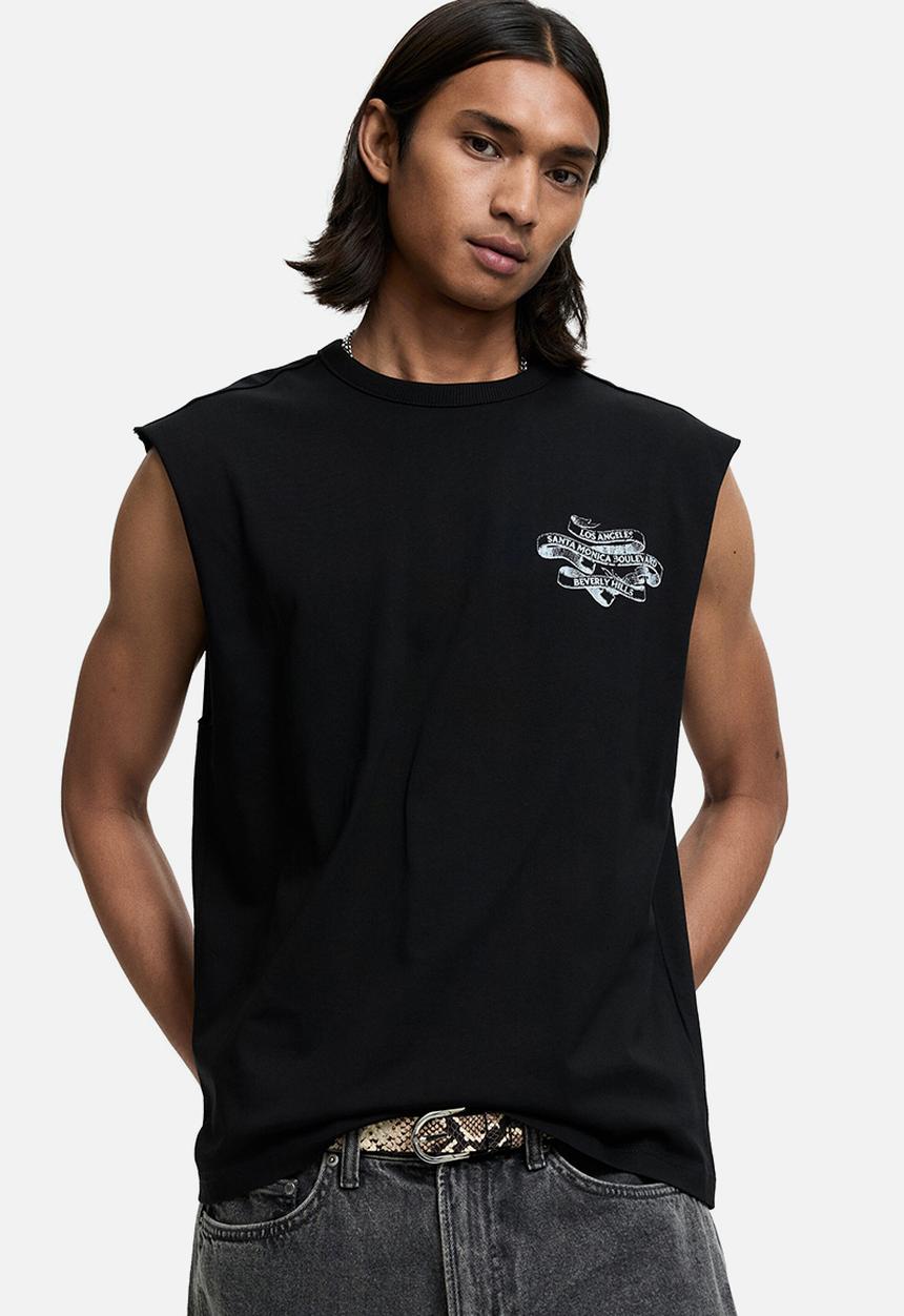 H&M - Loose fit printed vest top - black/los angeles