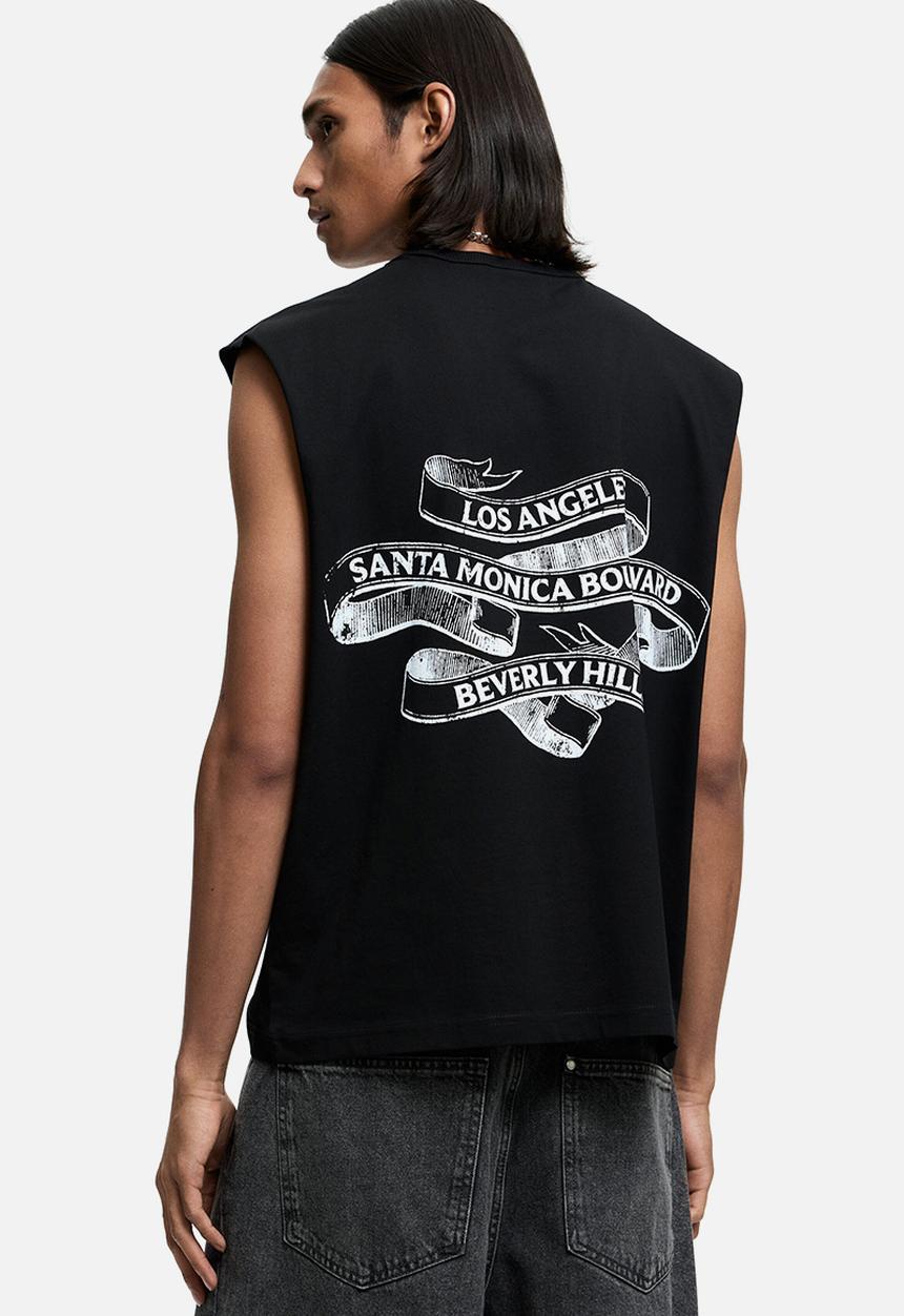 H&M - Loose fit printed vest top - black/los angeles