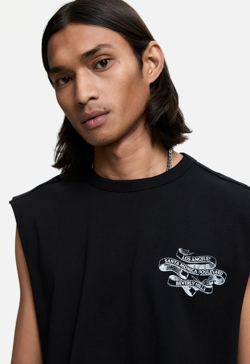 H&M - Loose fit printed vest top - black/los angeles