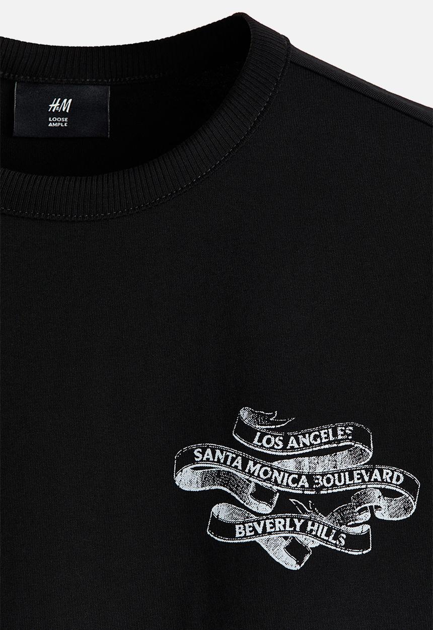 H&M - Loose fit printed vest top - black/los angeles