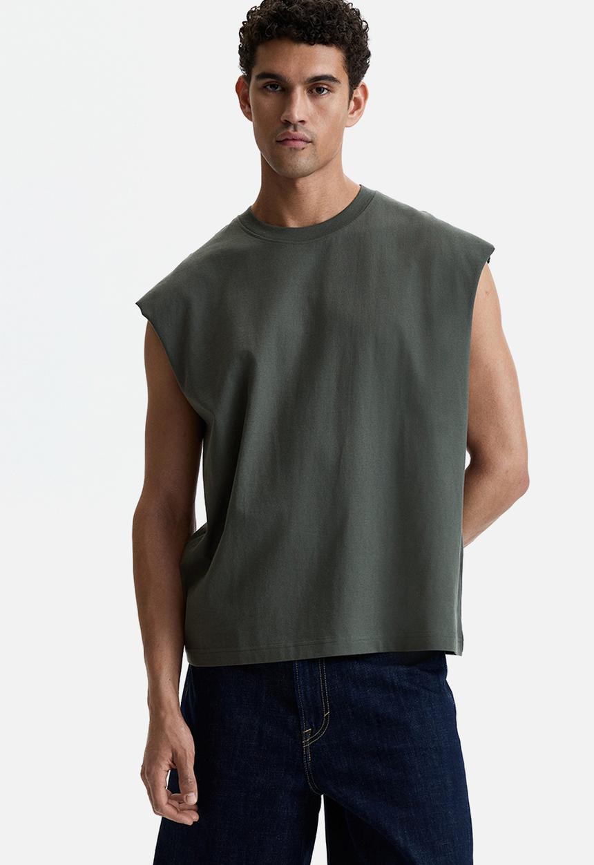 H&M - Relaxed fit cotton vest top - dark khaki green
