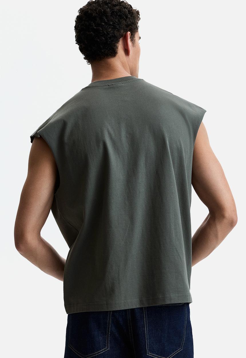 H&M - Relaxed fit cotton vest top - dark khaki green