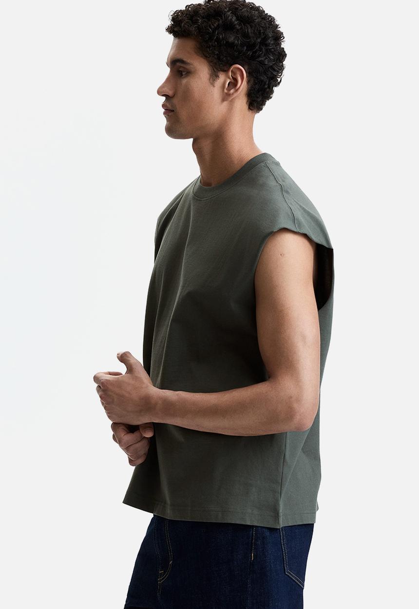 H&M - Relaxed fit cotton vest top - dark khaki green