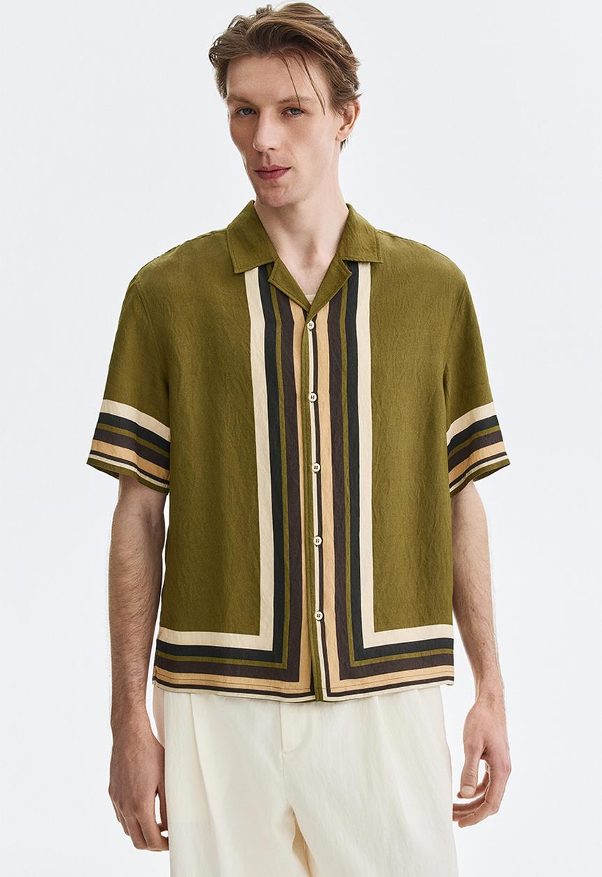 H&M - Relaxed fit resort shirt - dark khaki green