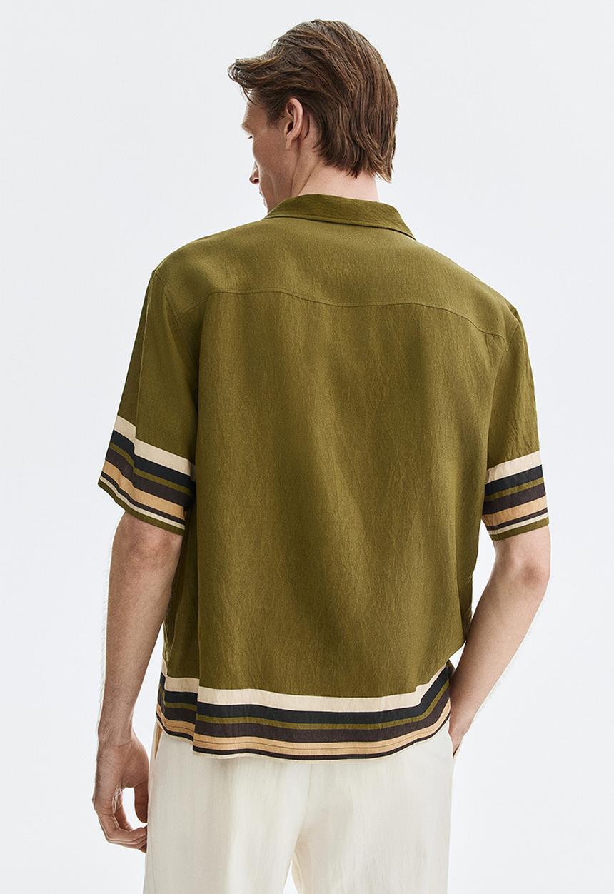 H&M - Relaxed fit resort shirt - dark khaki green