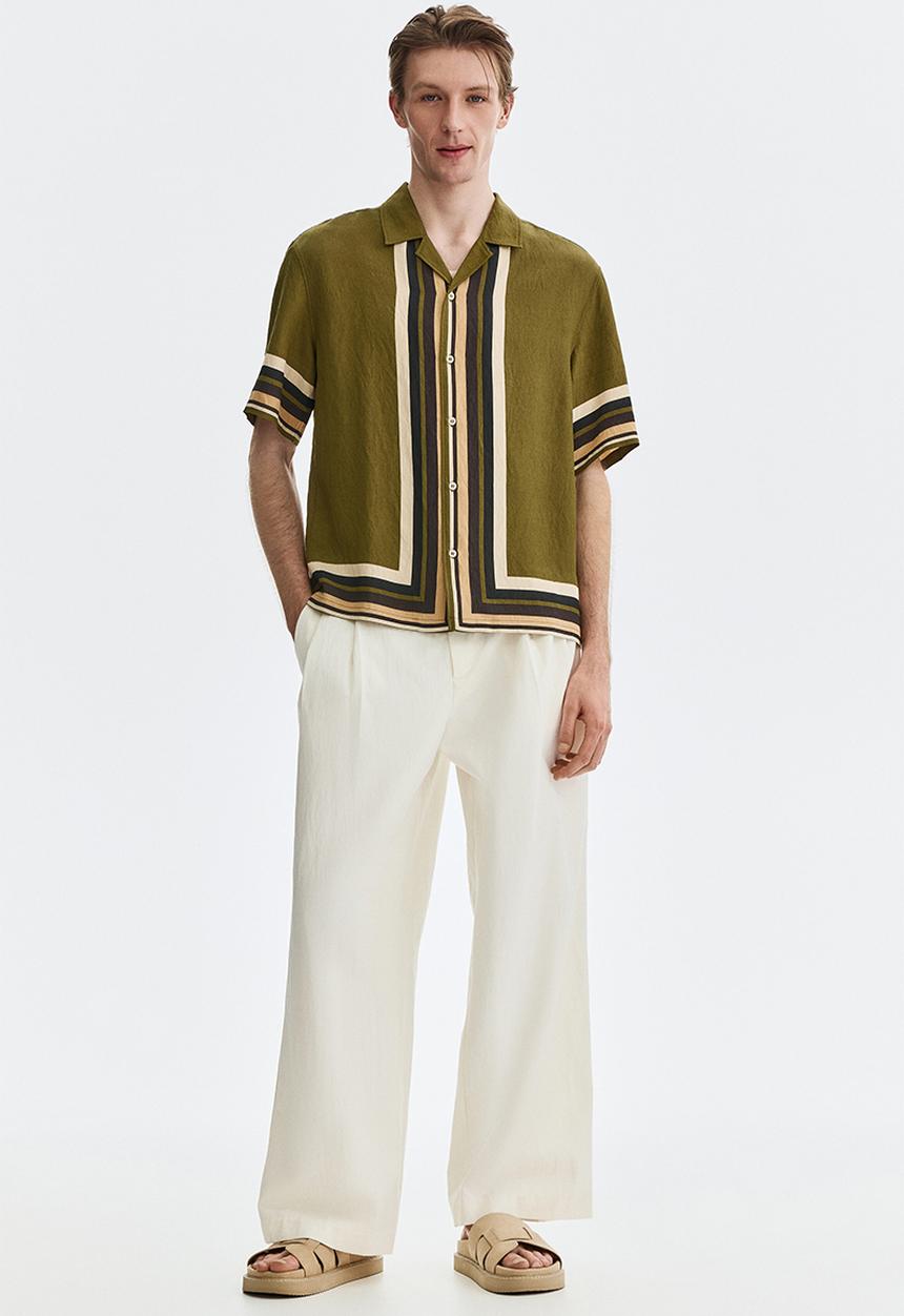H&M - Relaxed fit resort shirt - dark khaki green