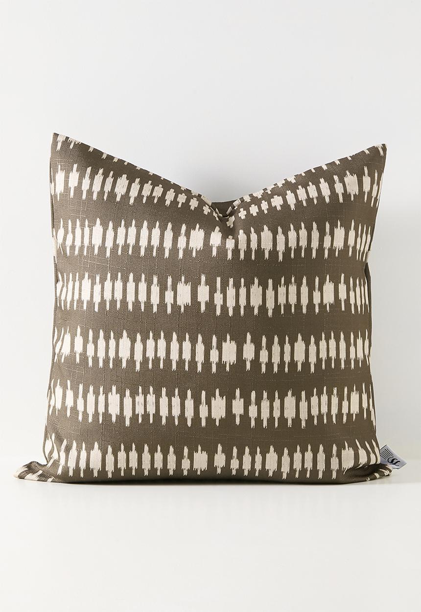 Sixth Floor - Tribe Print Cushion Cover - Taupe & Natural