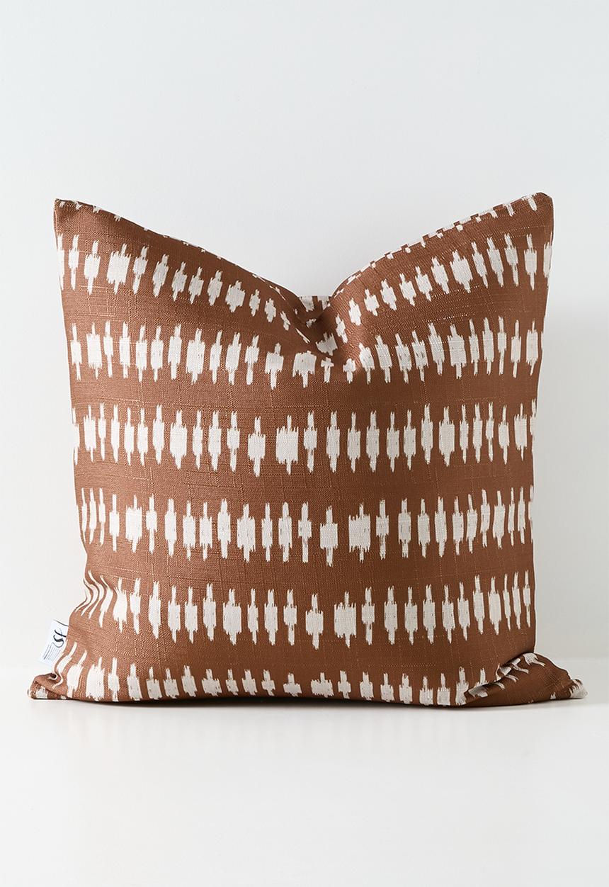 Sixth Floor - Tribe Print Cushion Cover - Rust & Natural