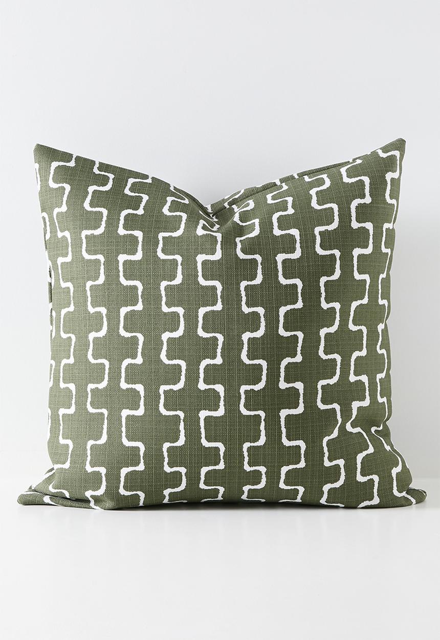 Sixth Floor - Retro Cushion Cover Olive & White