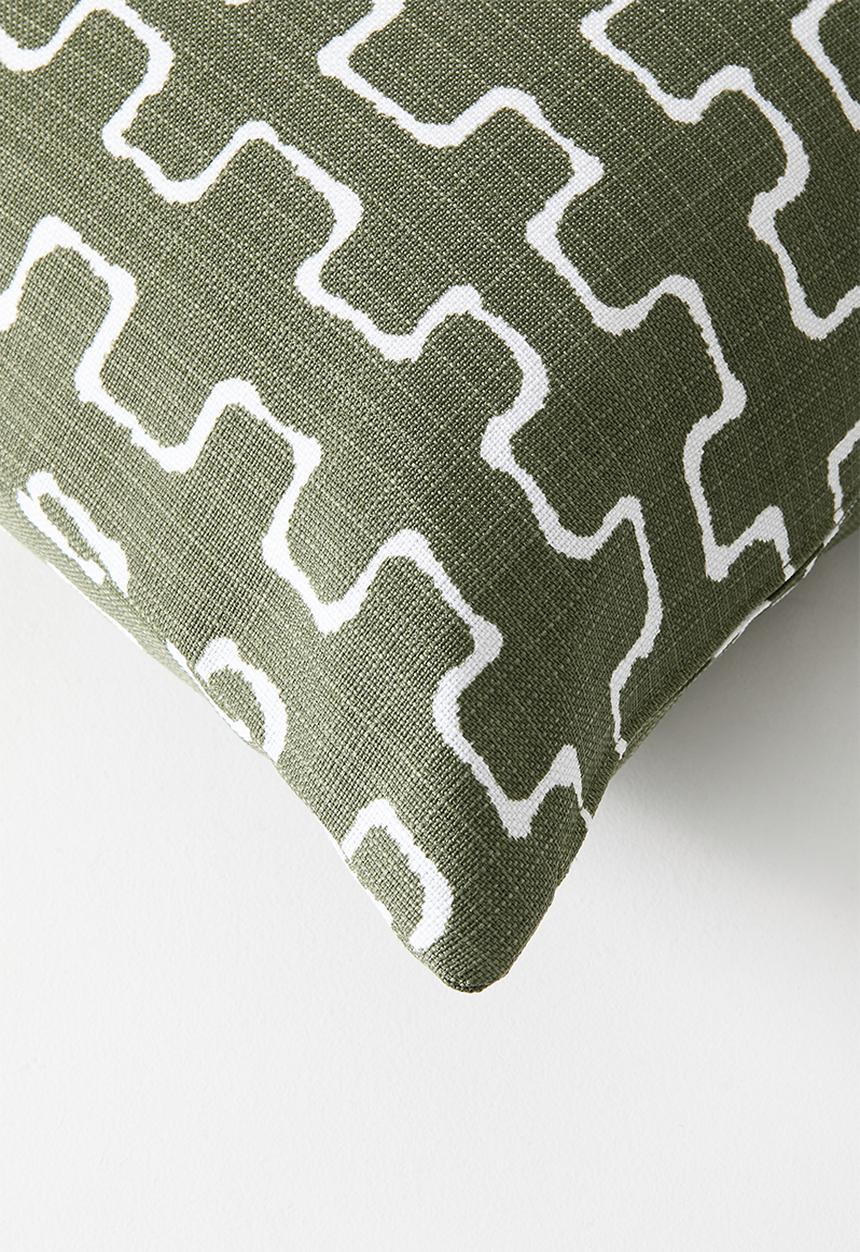Sixth Floor - Retro Cushion Cover Olive & White
