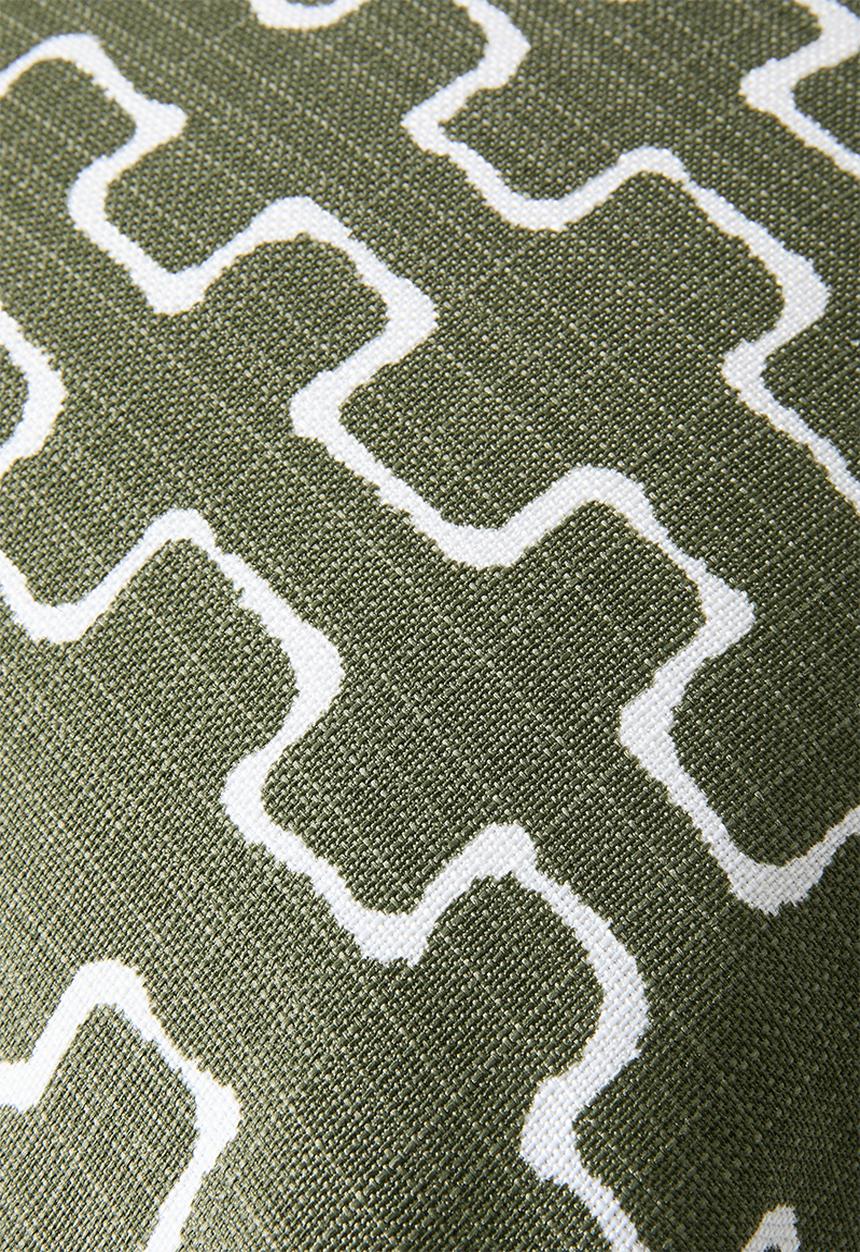 Sixth Floor - Retro Cushion Cover Olive & White