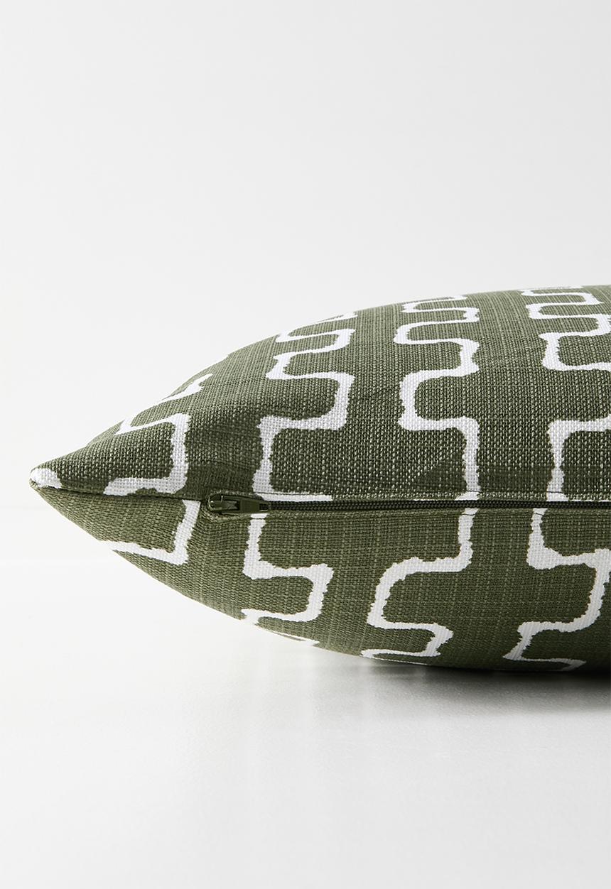 Sixth Floor - Retro Cushion Cover Olive & White