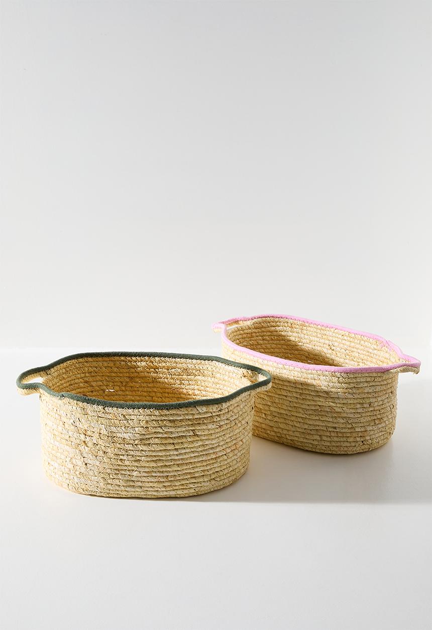 Pop Candy - Woven storage basket - neutral/pink