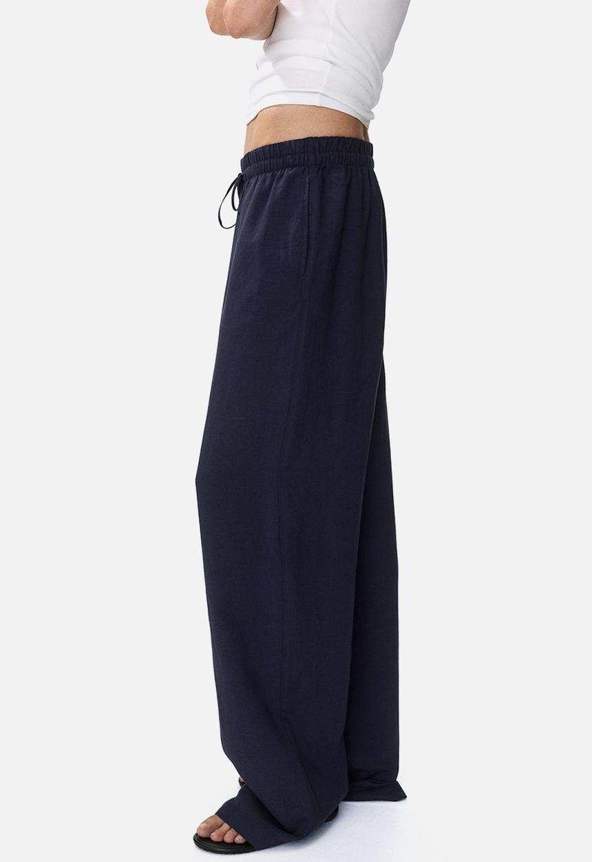 H&M - Linen-blend trousers - navy blue