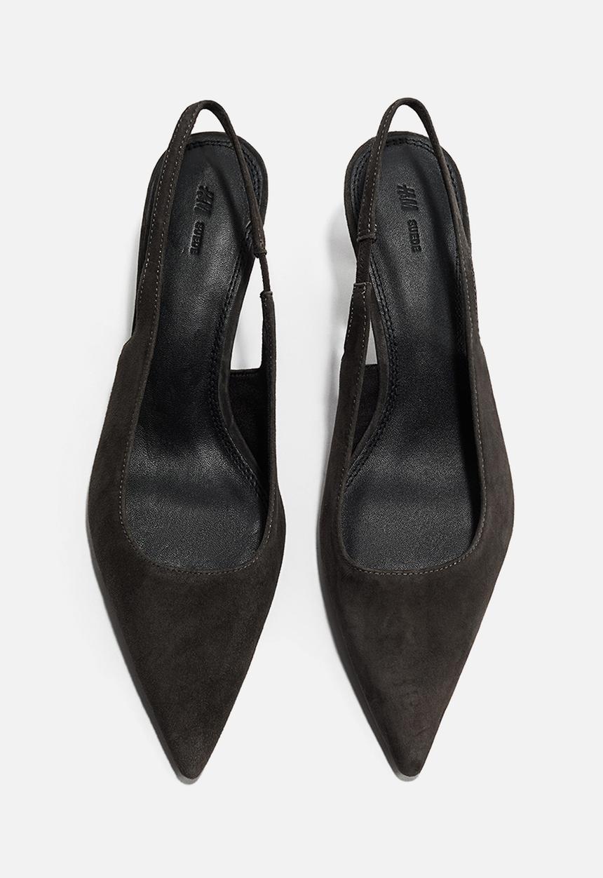 H&M - Pointed suede slingbacks - dark khaki green