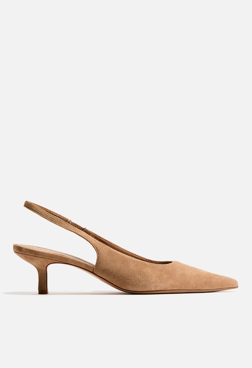 H&M - Pointed suede slingbacks - dark beige