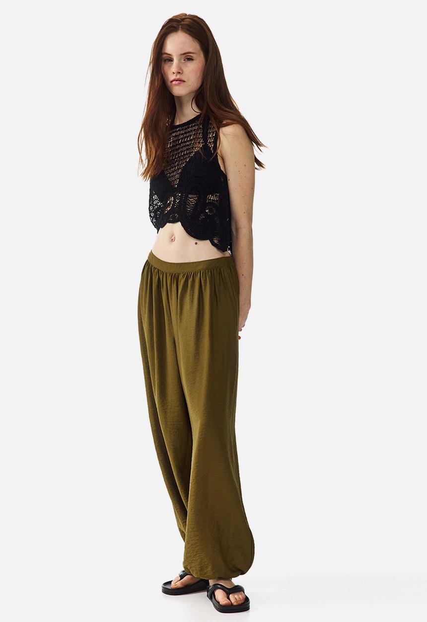 H&M - Balloon trousers - dark khaki green